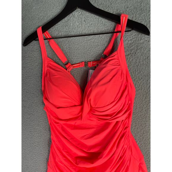 Red Swimdress 3XL One‎ Piece Tummy Control Modest Swimwear Bathing Suit - Picture 5 of 12